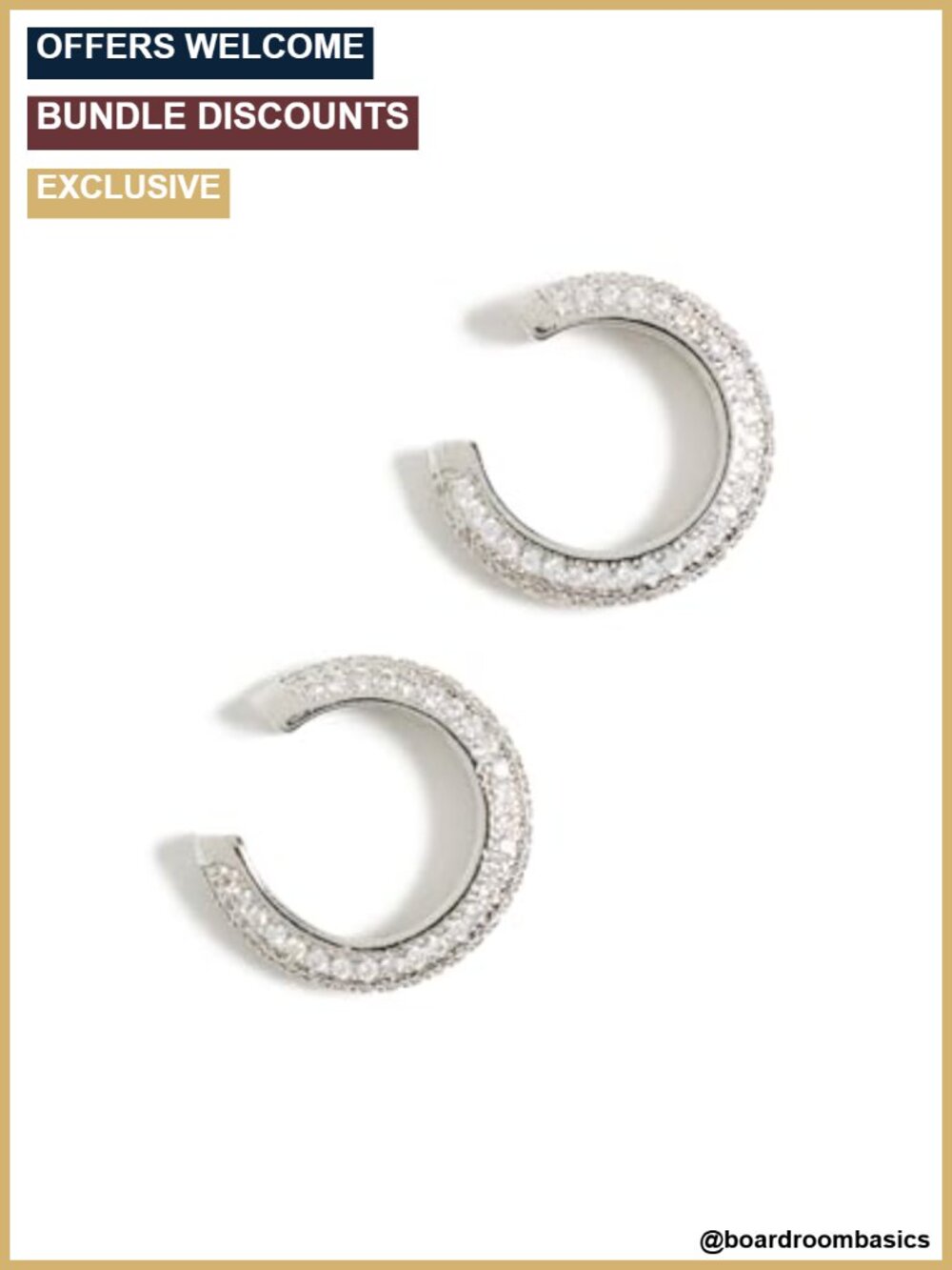 Micro Pave Ear Cuff Set of 2 Sterling Silver Cubic Zirconia